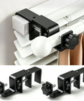 No Drill Curtain Rod Brackets for Outside Mount Blinds, Tool-Free Setup, No Wall Damage, Renters Rejoice, Black, 2 Pack on blinds