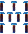 12 blue titanium M5x12mm mushroom-head bolts for bicycle water bottle cages