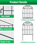 10 Panel Collapsible Garden Fence For Dogs And Rabbits Black Rustproof Metal Wire Arched Border with folding foot display