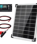 20W 12V Monocrystalline Solar Panel Kit With 10A Controller for RV, boat, car or trailer, showing panel, controller, and cables