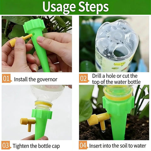 Steps to use Self Watering Plant Spike Kit For Indoor Plants With Automatic Watering System And Adjustable Flow Slow Release Drip Valve