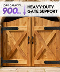Heavy Duty Gate Hinges For Gates Up To 900 Lbs, 13 Inch Bolt Weld Mount, Matte Black Finish With Built In Ball Bearings And Grease Fitting For Smooth, Quiet Operation On Large Wooden, Metal Farm And Industrial Fencing Gates on wooden double gate