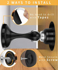 Installation options for Heavy Hitter Magnetic Door Stops 2 Pack with tape and screws for easy mounting.