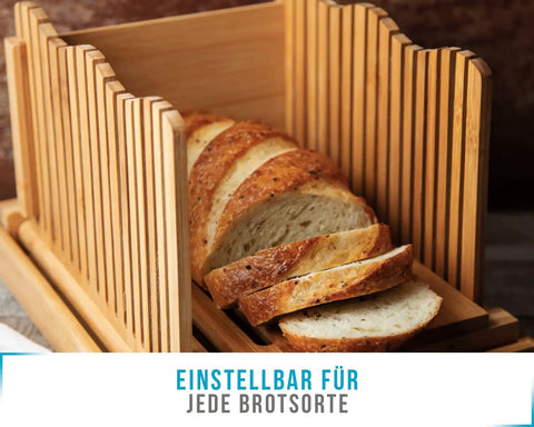 No Mess Bamboo Bread Slicer For Homemade Loaves Adjustable Foldable Bread Cutter With Crumble Tray Compact Cutting Board For Even Thin Or Thick Slices Eco Friendly Kitchen Gadget