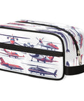 Go To Travel Toiletry Bag For Women And Men Foldable Dopp Kit With Aircraft Pattern, water resistant polyester, side view