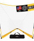 6x6x7 Ft Lacrosse Goal With Upgrade Square Steel Frame Base Foldable Portable Net standing in front view.
