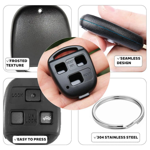 Lexus Key Fob Shell 2 Pack 3 Button Replacement Case for Keyless Entry Remote with frosted texture and seamless design