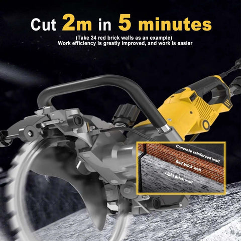 Heavy Duty 5000W Concrete Circular Saw Wall Cutter With 400 Millimeter Blade cutting through various brick walls efficiently.