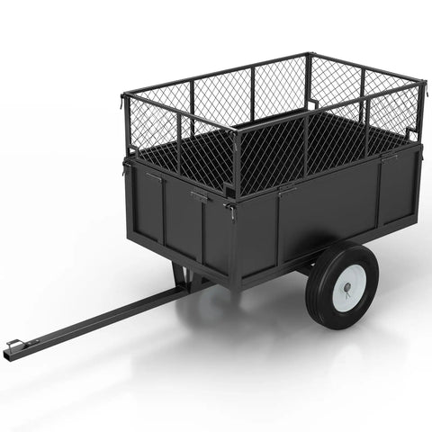 Heavy Duty Dump Trailer With 750 Lbs Capacity And 17 Cu Ft Load For Lawn Tractors ATVs And UTVs Pull Behind Yard Trailer With Removable Sides