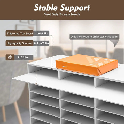 27 Slot Literature Organizer For Classroom Open Front Mailboxes Wooden Mail Organizer Countertop Sorter White