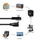 Flat Plug Extension Cord With 360 Degree Rotating Right Angle Plug, 1 Foot, 14 AWG 3 Prong Grounded Cable with appliances