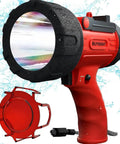 Rechargeable Handheld Spotlight Flashlight 200000 Lumens, Waterproof IP67 Hunting Lamp With Red Filter and USB-C cable