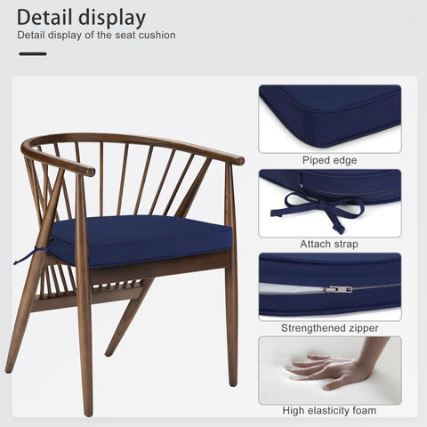 All Weather Outdoor Cozy Chair Cushions 19 By 19 By 2 Inches Set Of Four Waterproof Cushions detail with ties and zipper