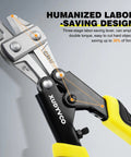 XUDYVCO 8-inch mini bolt cutters with yellow non-slip handles, side view