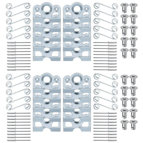 Heavy Duty 1/4 Turn Quick Release Dzus Fasteners Steel Slot Head Buttons Popped With Zinc Plated Springs And Dimpled Tabs A Solid Rack Of Smooth Flush Aluminum Rivets For Street Rods components arranged in neat layout.