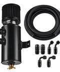 Dope 10AN Oil Catch Can Breather Tank With AN10 Fuel Line Kit Nylon Braided CPE 10ft Universal Fit For Most Cars 750ml Capacity