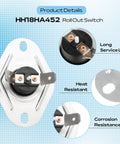 Flame Rollout Switch 4349806 Replacement For HH18HA452 Fits Carrier 58MCA 340AAV 340MAV And Bryant detail view