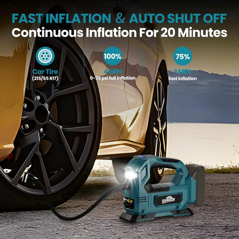 Portable Cordless Tire Inflator With Digital Pressure Gauge And LED Light 150 PSI Air Pump inflating car tire