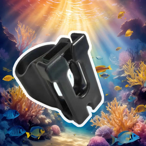 Two Pack Snorkel Clips Universal Plastic 25mm Snorkel Holder And Retainer For Scuba Diving depicted underwater