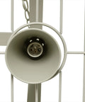 Close-up of downlight socket on Oil Rubbed Bronze Two Light Kitchen Pot Rack with Downlights, heavy duty steel frame visible