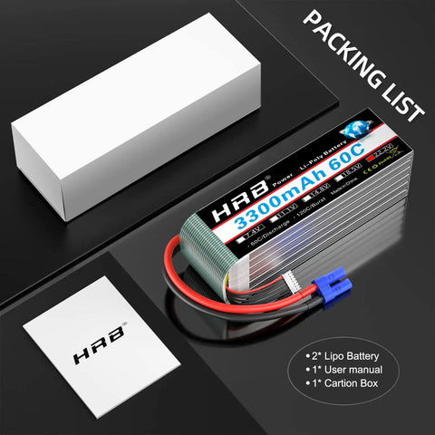 Packing list for Two Pack 6S 3300mAh LiPo Battery EC5 60C Soft Case 22.2V For RC Plane Quad Helicopter Car Boat Truck Ready To Fly