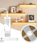 Under Cabinet LED Light Strip Kit 16.4Ft Cuttable Warm White 3000K With Diffused Glow with shelves highlighting details