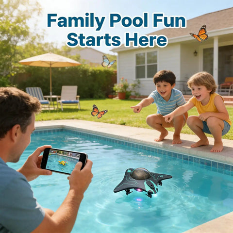Pro Grade Underwater Drone With Bionic Manta Ray Design, Real Time Video Transmission in a pool controlled by wireless app