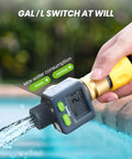 Real Time Water Flow Meter With Brass Inlet For Garden Hose And RV Use, 180 Degree Screen Flip measures water flow on hose