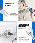 179 Piece Home Tool Set For General Household Projects And Garage Repairs with linesman pliers and adjustable wrench in use