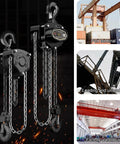 Hand Chain Hoist Heavy Duty Crane Double Pawl Brake with chains, designed for loads 1 Ton to 3 Ton, ideal for auto shop or warehouse use.