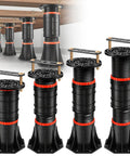 Four Piece Adjustable Bed Support Legs With Reinforced Steel Brackets, Holds Up To 4400 Pounds Per Leg, Ranges From Eight To Thirteen Point Five Inches, Built Tough Heavy Lifters To Ban Saggin And Silence Creaky Queen King Frames.