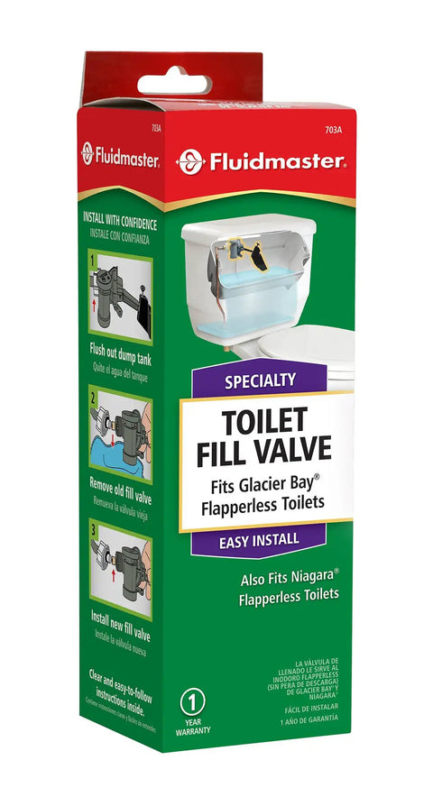 Specialty Toilet Fill Valve Replacement For Glacier Bay And Niagara Flapperless Toilets Easy Install Quick Refill Restores Factory Performance Fix Your Old Flapperless Tank Durable High Quality Replacement Parts packaging