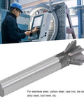 Dovetail cutter, 30mm diameter, 60-degree, 6-flute carbide end mill with straight shank