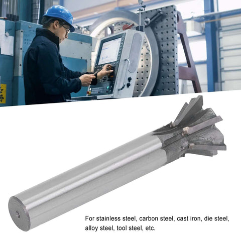 Dovetail cutter, 30mm diameter, 60-degree, 6-flute carbide end mill with straight shank