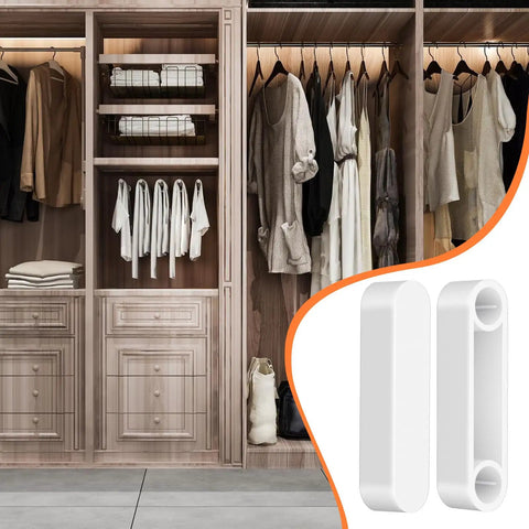 Closet with Four Pack Plastic Wire Shelf End Caps And Rod Spacer Caps for Closet Rods White Dope Easy Install, preventing clothes slip.