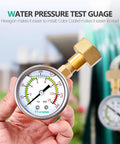 Pronese stainless steel water pressure test gauge pair with 2 inch dial and color coded scale, hand held