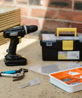 Heavy Duty Electric Drill Pipe Threader Tool With Alloy Inner Hole Threading Cutter For Fast Hose Pipe Repair and Plumbing Jobs on a workbench.