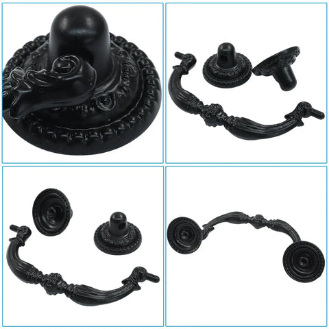 Premium Vintage Bail Pull Handles Two Seventy Five Inch Center Spacing Hella Durable Antiqued Black Cabinet Drawer Knobs in detailed view