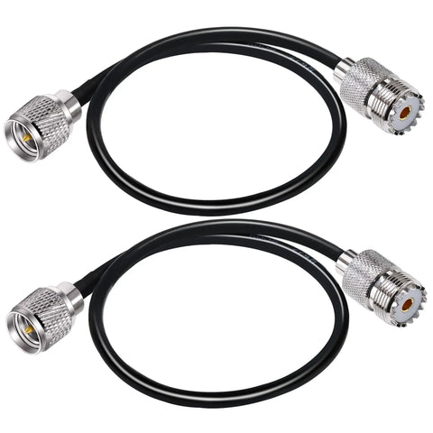 Mini UHF To UHF Extension Cable 12 Inch Coax Jumper RG58 50 Ohm Cable For CB Radios PL259 To SO239 Connector 2 Pack