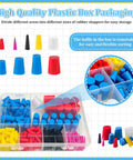 250 Piece Silicone Tapered Plug Kit With 9 Sizes For Heat Resistant Masking Up To 600 Degrees F Perfect For Powder Coating Painting Electroplating And Anodizing Jobs Without Leaking Or Failure On A Dime. clear storage box with assorted silicone tapered plugs
