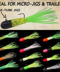 Go To Crappie Jig Kit With Tube Baits 120 Pcs 12 Colors 10 Jig Heads for Panfish and Trout Fishing shown in colorful display in box.