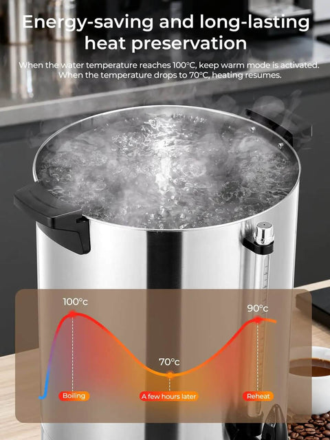 Large-Capacity Commercial Coffee Urn Dispenser 15 L Keeps Beverages Hot, 150 Cups Per Hour Quick Brew With Dripless Faucet