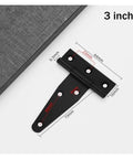 Heavy Duty Adjustable Door Hinges 10 Piece Set T Triangle Black Hardware 3 inch dimensions with detailed measurements