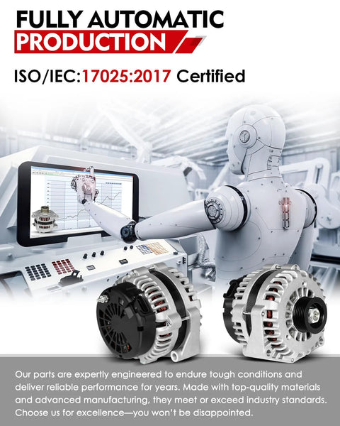 Robotic assembly of Heavy Duty 12V 145Amp Alternator Fit For GMC Envoy Savana Sierra Yukon Tahoe Suburban Trailblazer SSR Express Silverado