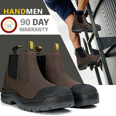 Soft Toe Waterproof Slip On Work Boots For Men With Wide Toe Box Slip Resistant Anti Static Safety Shoes For Tough Job Sites Lightweight Leather Construction Durable Comfort For Daily Wear Sizes 9 10 11 12 13