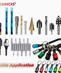 Six Color Drill Extension Bit Holder That Keeps All Your Bits In One Handy Clip With A One Quarter Inch Hex Shank Aluminum Alloy Build Screwdriver Bits Holder Extension Bar Drill Adapter Perfect Portable Gift For Men display with various bits.