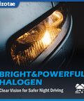Close-up of headlight with 10 Pack T10 12V 5W Wedge Bulbs For Cars Clear Quartz Glass Halogen Instrument Dash Lights Brake Light.