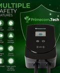 Hassle Free Level Two EV Charger 80Amp 18.5 Ft Cord Plug And Play Home Charging Station 22Kw with safety features display.