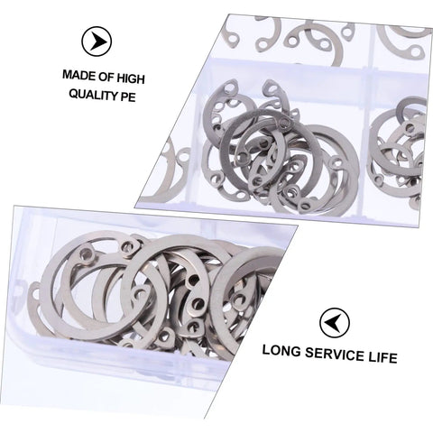 150 Piece Stainless Steel Snap Rings C Clip Retaining Ring Kit For Shafts displayed in clear plastic box