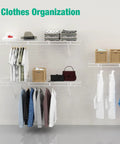 2 Pack Wall Mounted Closet Shelves 4 Foot X 12 Inch Steel Wire Shelving Kit With Rust Resistant Coating For Heavy Duty Storage And Kicking Clutter To The Curb Today For Quick No Fuss Setup with clothes and accessories.